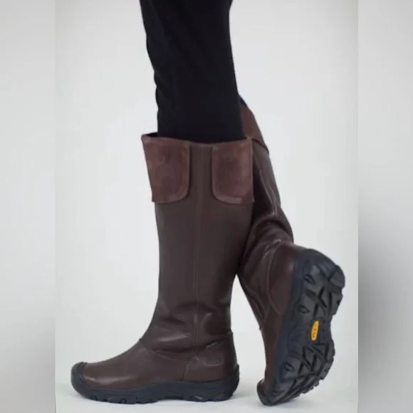 KEEN LAKEN HIGH BOOTS, W8 in Brown Leather - Picture 1 of 8